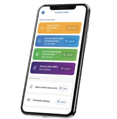 l'interface de l'application Sanlam Maroc sur téléphone